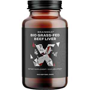 BrainMax Grass-Fed Beef liver, hovězí játra, BIO, 240 kapslí