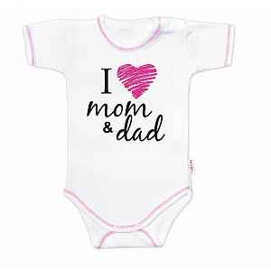 Baby Nellys Body krátký rukáv  I love mom & dad, holka vel.  74