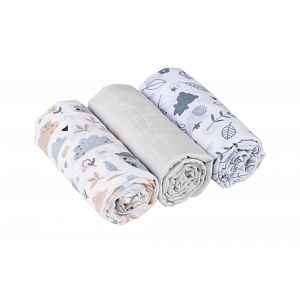 Baby Nellys Mušelínové pleny 3ks Lux - Bunny, 70 x 80 cm, šedá, bílá