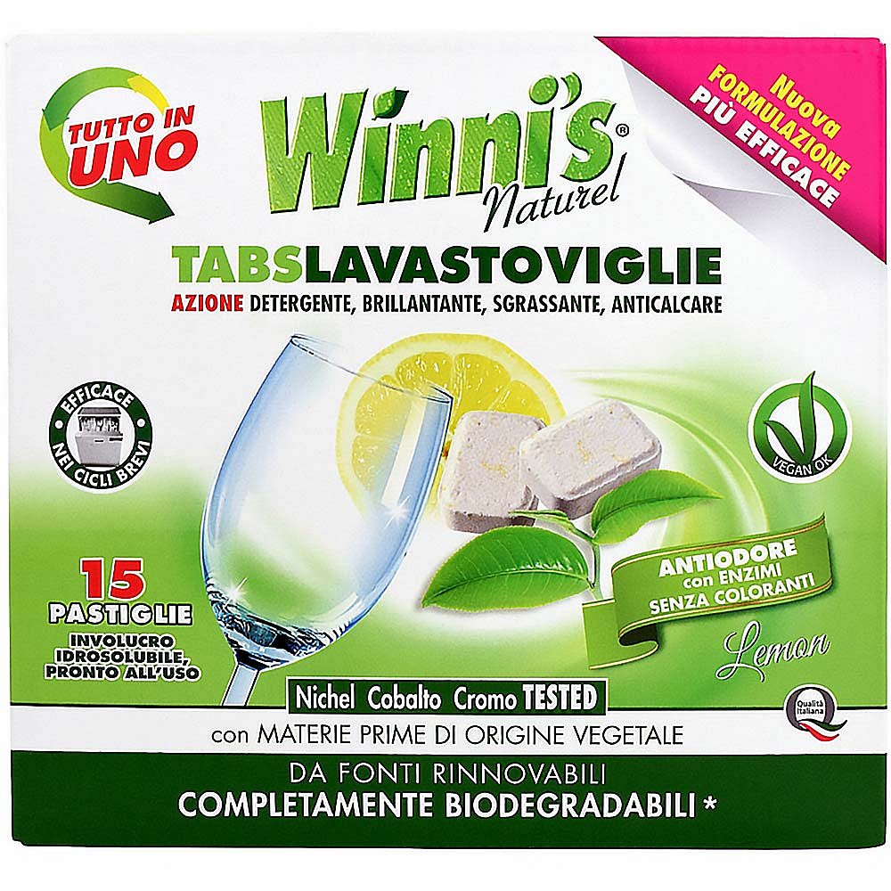 WINNI´S Tabs Lavastoviglie – hypoalergenní multifunkční tablety do myčky nádobí 15 ks
