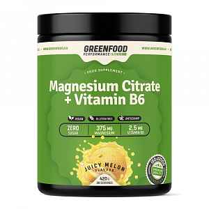 GreenFood Performance Magnesium Citrate + Vitamin B6 Juicy meloun 420 g