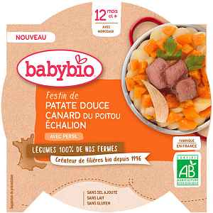 BABYBIO Bio sladké brambory s kachnou a šalotkou Echalion 230 g