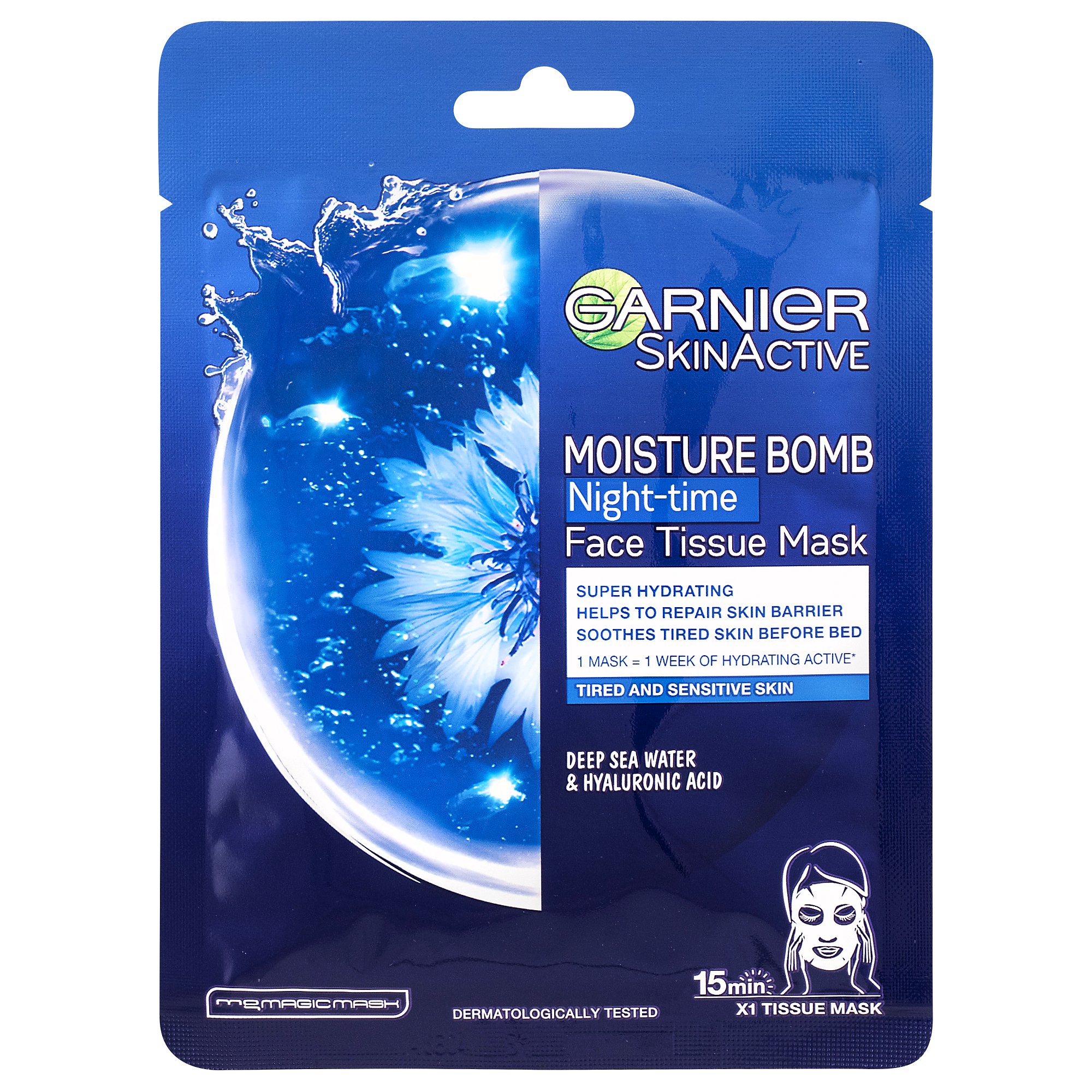 Garnier Skin Naturals Night Tissue Mask hydratační regenerační noční textilní maska 32 g