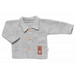 Baby Nellys Pletený svetřík s knoflíčky Boy,šedý,62