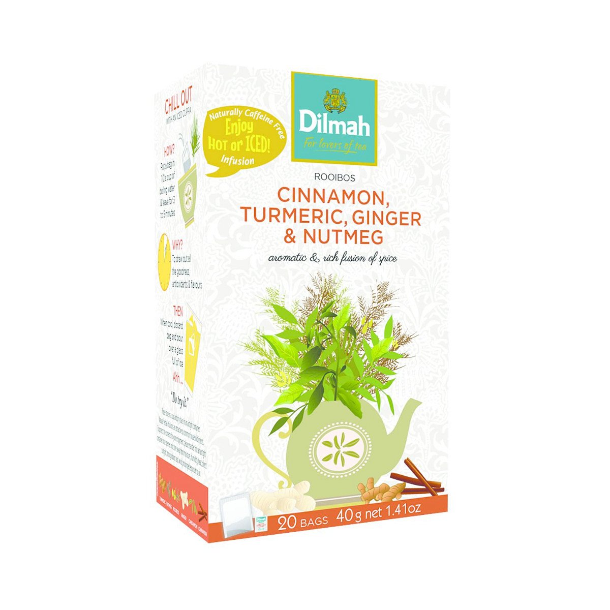 Dilmah Rooibos Cinnamon Turmeric Ginger & Nutmeg porcovaný čaj 20x2 g