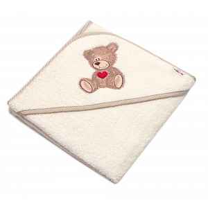 Baby Nellys Kojenecká froté osuška s kapucí 80x80cm Sweet dreams by TEDDY - ecru