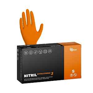 Silné nitrilové zdrsněné rukavice Espeon Nitril Extra Strong 3 - 100 ks, oranžové, velikost S (100063)