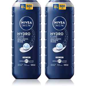 NIVEA MEN Hydrocare sprchový gel na obličej, tělo a vlasy výhodné balení 2 x 500 ml