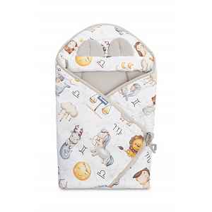 SENSILLO Zavinovačka 2v1 do autosedačky, kočárku, Hvězdná zvířátka - šedá, bílá