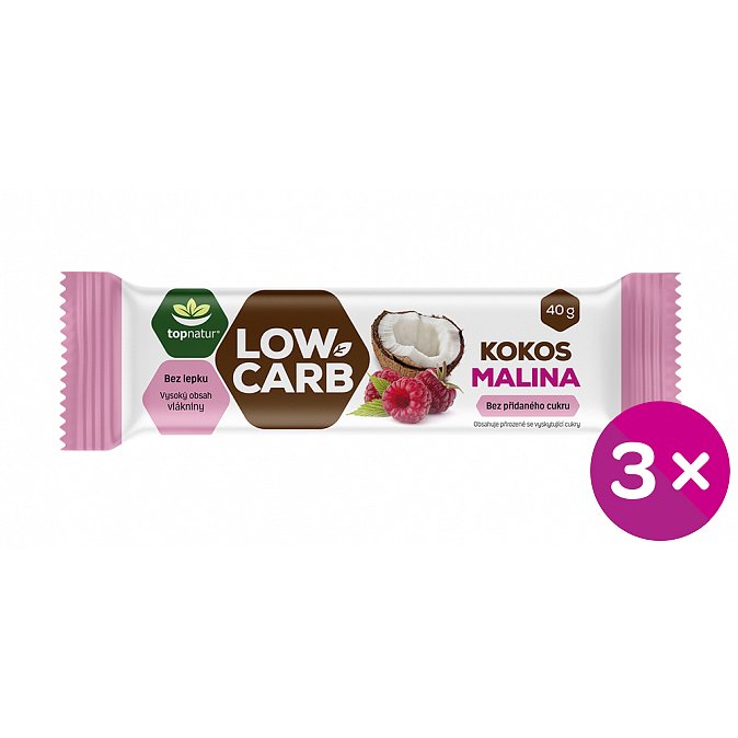 Topnatur Tyčinka Low carb kokos malina 3x40g