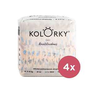 8x KOLORKY DAY Pleny jednorázové eko, déšť&duhy M (5-8 kg) 21 ks