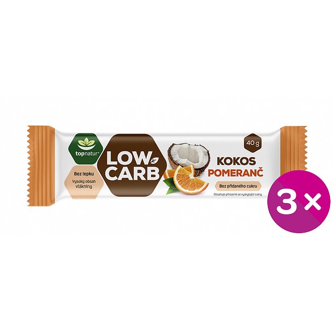Topnatur Tyčinka Low carb kokos pomeranč 3x40g
