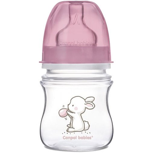 CANPOL BABIES Láhev LITTLE CUTIE 120ml 0% BPA - růžová