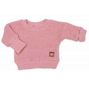 Baby Nellys Rostoucí oversize pletený svetřík, starorůžová, 68/74