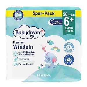 Babydream Pleny Premium, 15–21 kg, vel. 6+, XL+  56 ks 56 ks