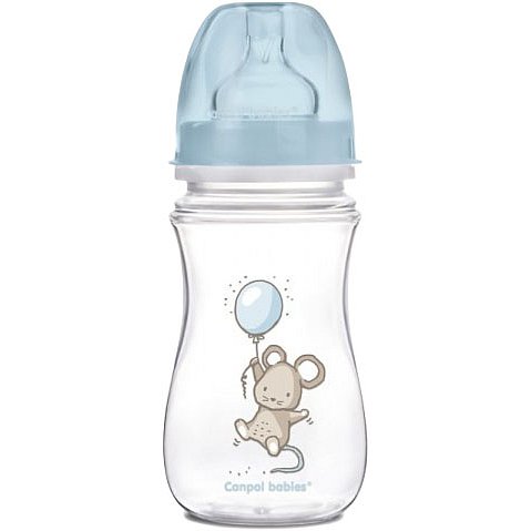 CANPOL BABIES Láhev LITTLE CUTIE 240ml 0% BPA - modrá