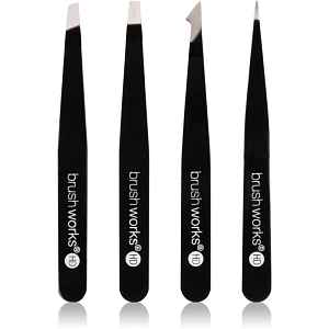 Brushworks The Complete sada pinzet na obočí Black 4 ks
