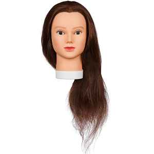 Cvičná hlava s přírodními vlasy Original Best Buy Elena - hnědá, 20-50 cm (0030261)