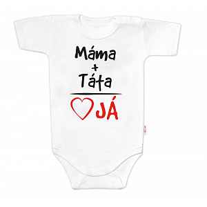 Body krátký rukáv s vtipným textem, Máma+Táta, bílé, vel. 86