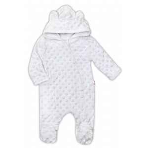 Baby Nellys Kombinézka/overálek MINKY s kapucí a oušky - bílá vel.  80