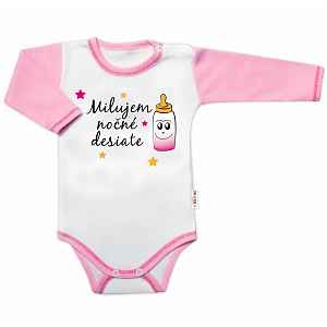 Baby Nellys Body dl. rukáv s vtip. textem   Milujem nočné desiate vel.  74, holka