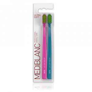 MEDIBLANC Zubní kartáček Ultra Soft 2 ks růžová + modrá