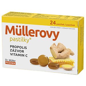 Müllerovy pastilky s propolisem a zázvorem 24ks