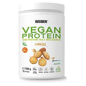 Weider Vegan Protein 750 g, veganský protein z izolátu hrachové bílkoviny a koncentrátu rýžové bílkoviny, Cookies