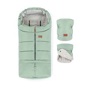 PETITE&MARS Set zimní fusak Jibot 3v1 + rukavice na kočárek Jasie Pale Eucalypt