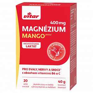 Vitar Magnezium 400mg + vit.B6 + vit.C 20 sáčků
