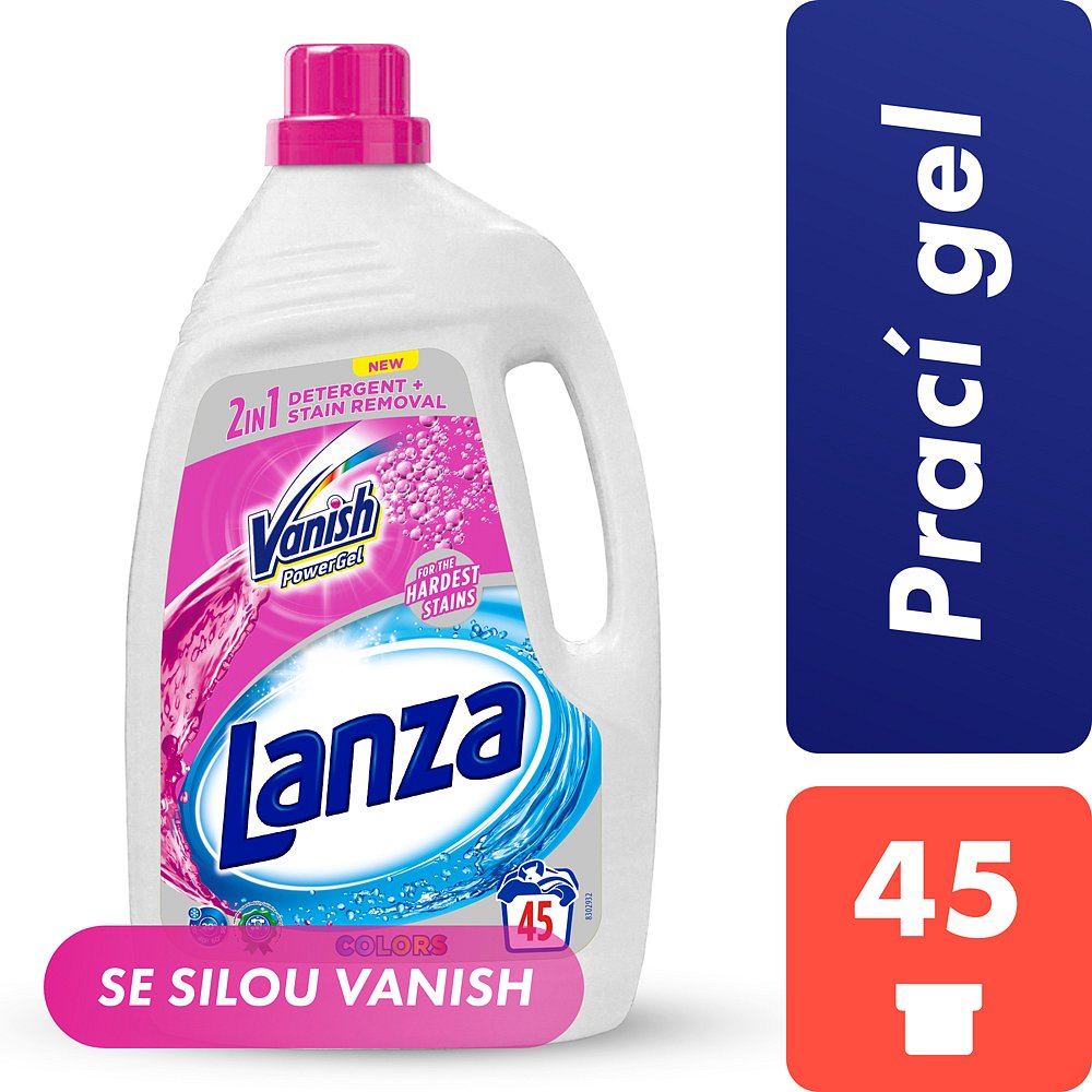 LANZA Vanish 5v1 prací gel na barevné prádlo 2,97 l / 45 pracích dávek
