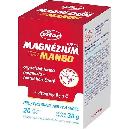 Vitar Magnezium 400mg + vit.B6 + vit.C 20 sáčků