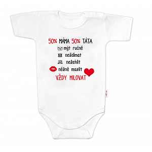 Baby Nellys Body krátký rukáv Vždy milovat,  bílé vel.  86