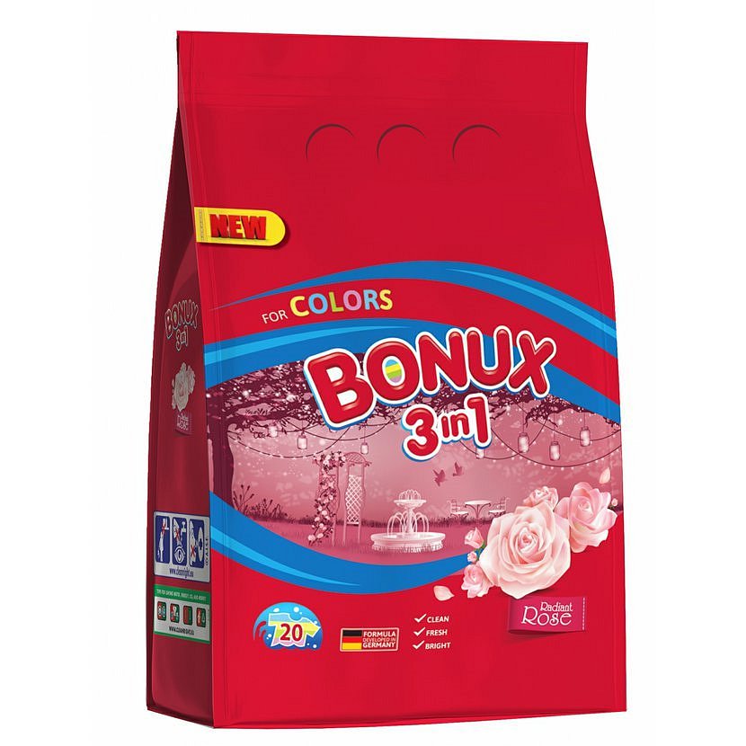 Bonux Color Radiant Rose prací prášek, 20 praní 1,5 kg