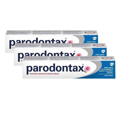 Parodontax Zubní pasta se svěží příchutí Extra Fresh Tripack  3 x 75 ml