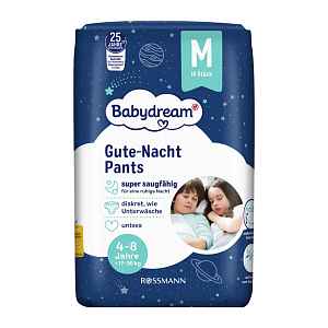 Babydream Noční plenkové kalhotky Premium, 17–30 kg, vel. M 10 ks