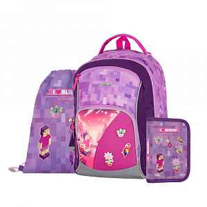 Oxybag OXY GO - školní set Playworld Girl 3 ks: batoh, penál, sáček
