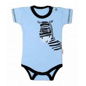 Baby Nellys Body krátký rukáv  Zebra - modré vel.  56