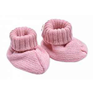 Baby Nellys Pletené botičky/capáčky STAR Hand Made, pudrová, 68/74