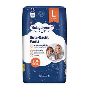 Babydream Noční plenkové kalhotky Premium, 27–57 kg, vel. L 10 ks