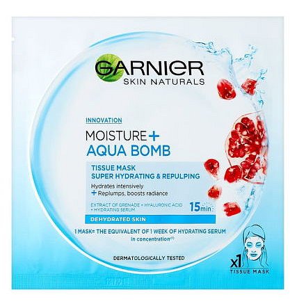 Garnier Moisture + Aqua bomb Superhydratační textilní maska s granátovým jablkem 32g