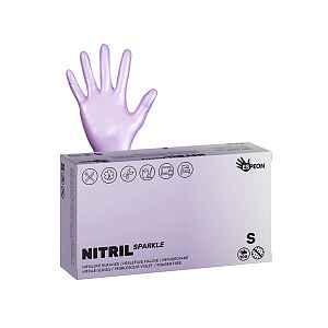 Nitrilové rukavice Espeon Nitril Sparkle - 100 ks, perleťové fialové, velikost S (100146)