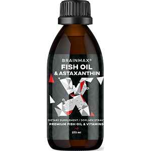 BrainMax Fish Oil & Astaxanthin, Super Omega 3, 3000 mg DHA a EPA, 275 ml
