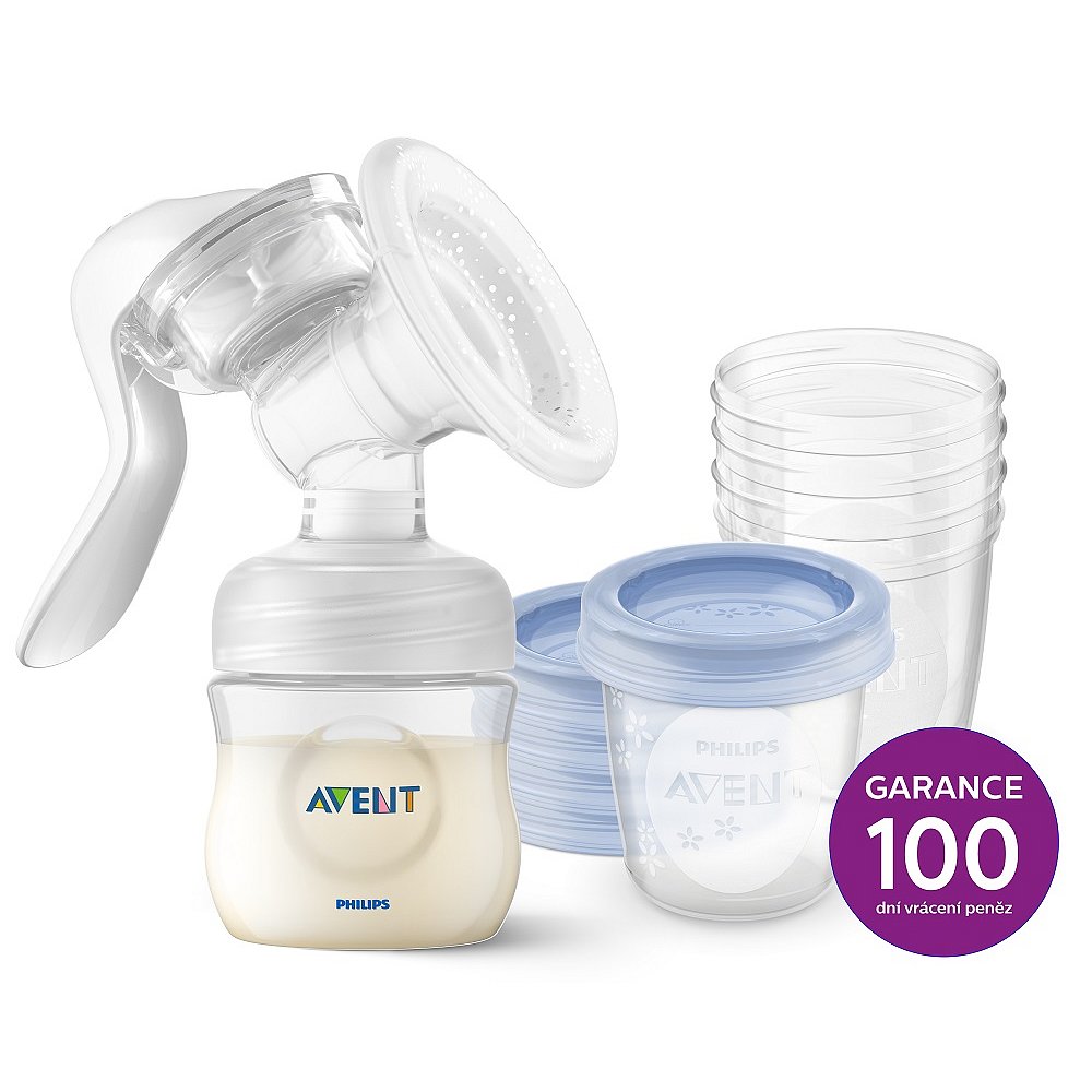 Philips AVENT Odsávačka mateřského mléka manuální + VIA 180 ml 5 ks