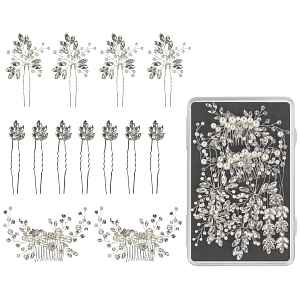 Sada ozdobných vlásenek a hřebínků Sibel Festive Hair Pins Silver Color Kit - 13 ks, stříbrná