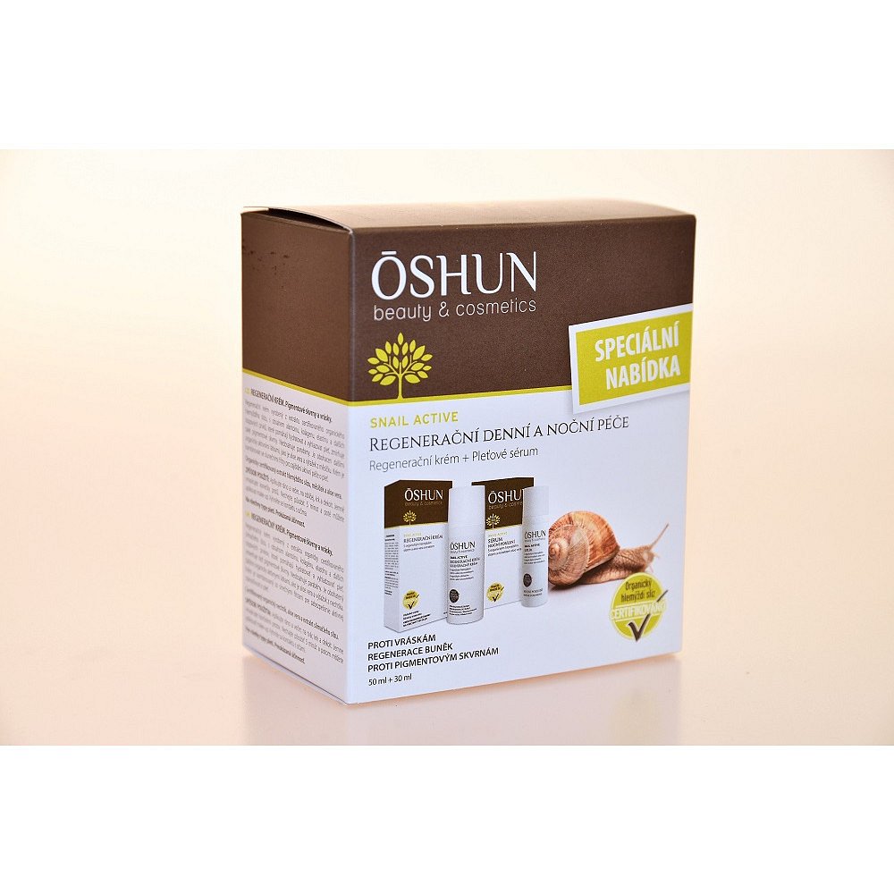 TML OSHUN ACTIVE SNAIL Sada noční sérum 30 ml + regenerační krém s hlemýždím slizem 50 ml