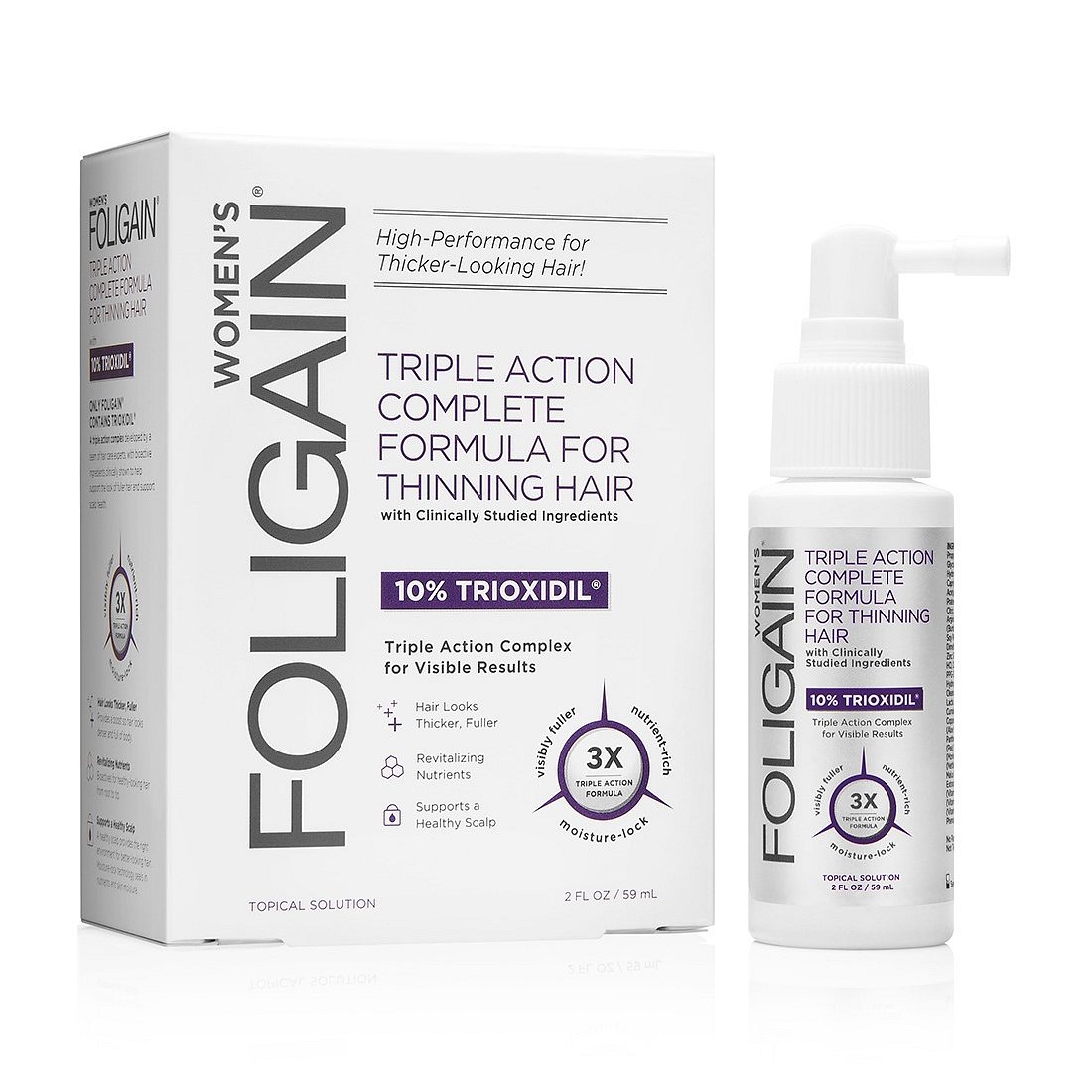Foligain Triple Action sérum proti padání vlasů s 10% trioxidilem pro ženy, 59ml