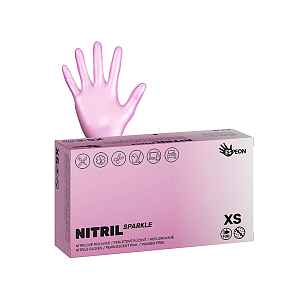 Nitrilové rukavice Espeon Nitril Sparkle - 100 ks, perleťové růžové, velikost XS (100142)