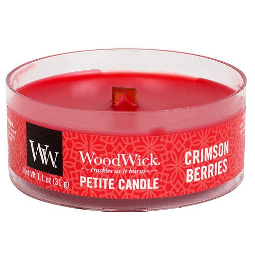 WoodWick Aromatická malá svíčka s dřevěným knotem Crimson Berries  31 g