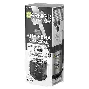 Garnier Pure Active AHA + BHA Charcoal sérum proti nedokonalostem 30 ml